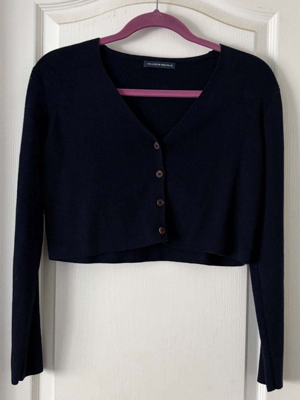 Brandy Melville Cropped Navy Blue Cardigan